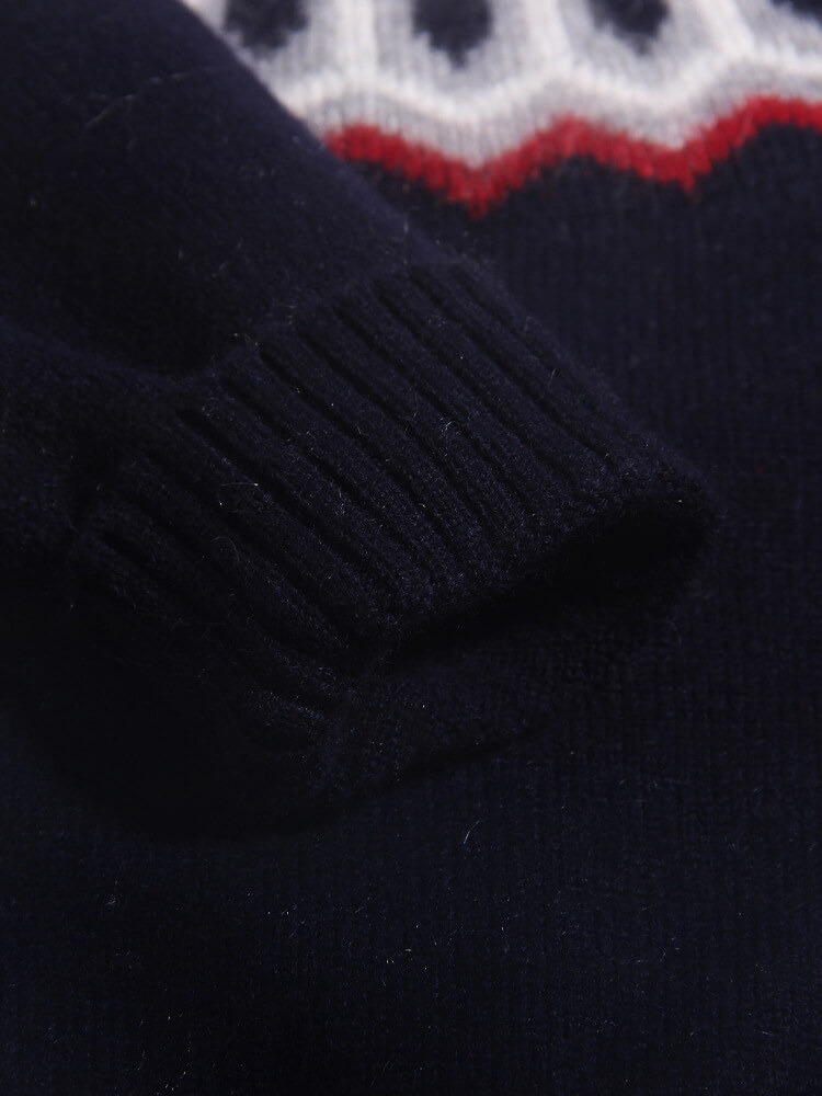 Kids Nordic Pattern Fair Isle Cashmere Crewneck Pullover Sweater